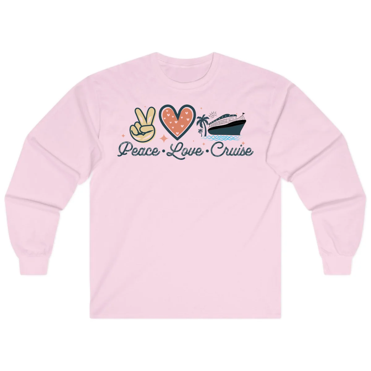 Peace Love Cruise Long Sleeve in Light Pink