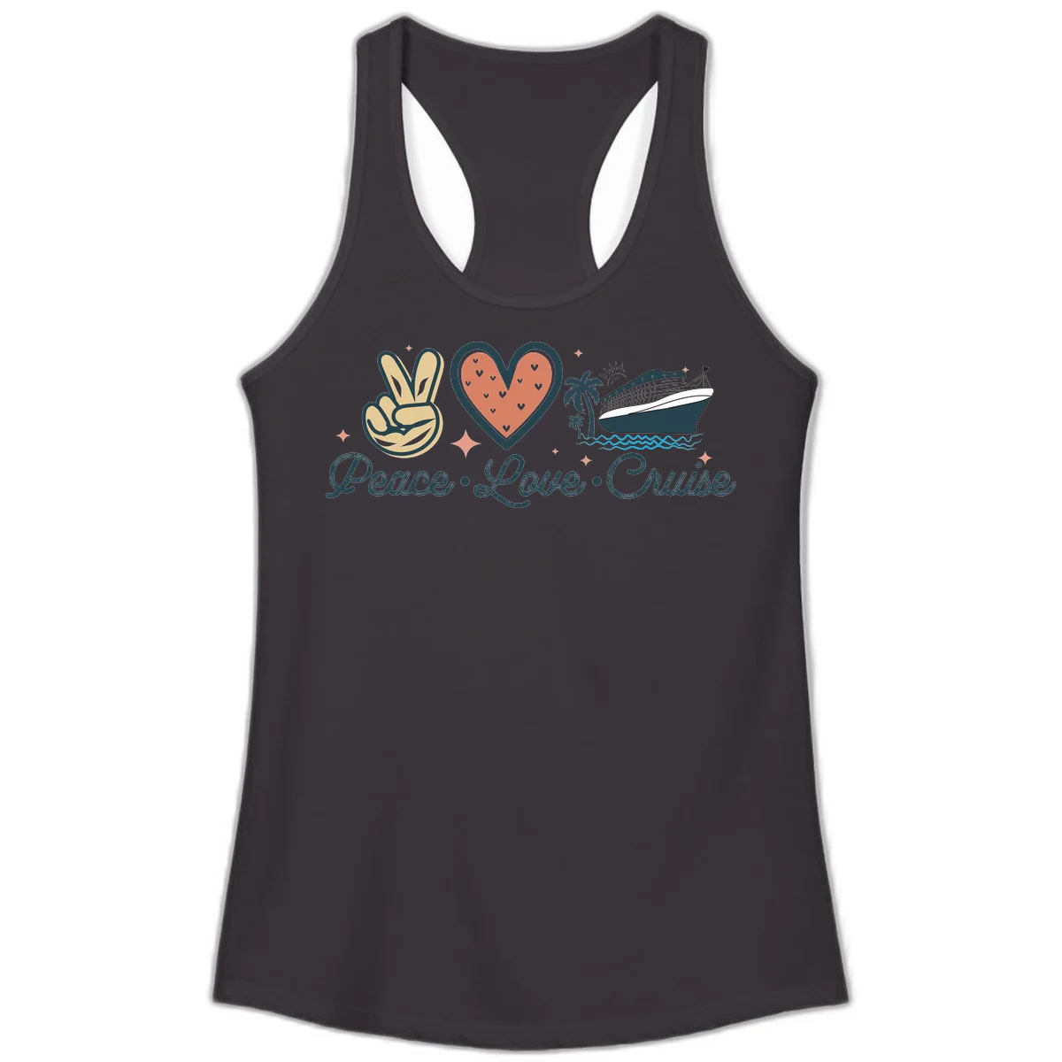 Peace Love Cruise Ladies Tank in Black