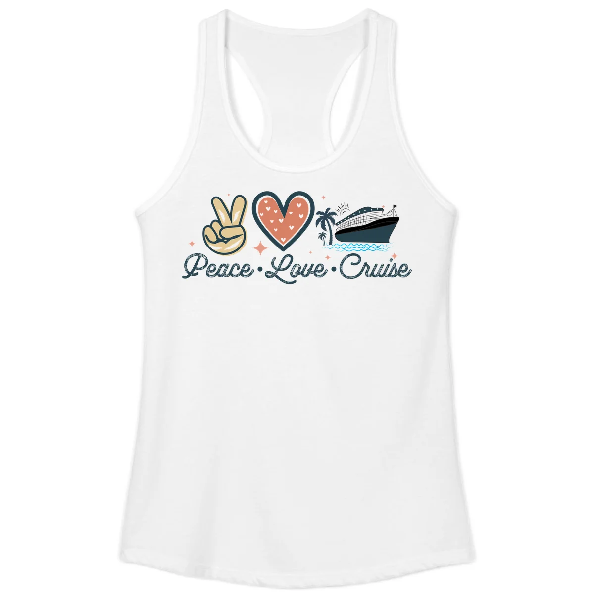 Peace Love Cruise Ladies Tank in White