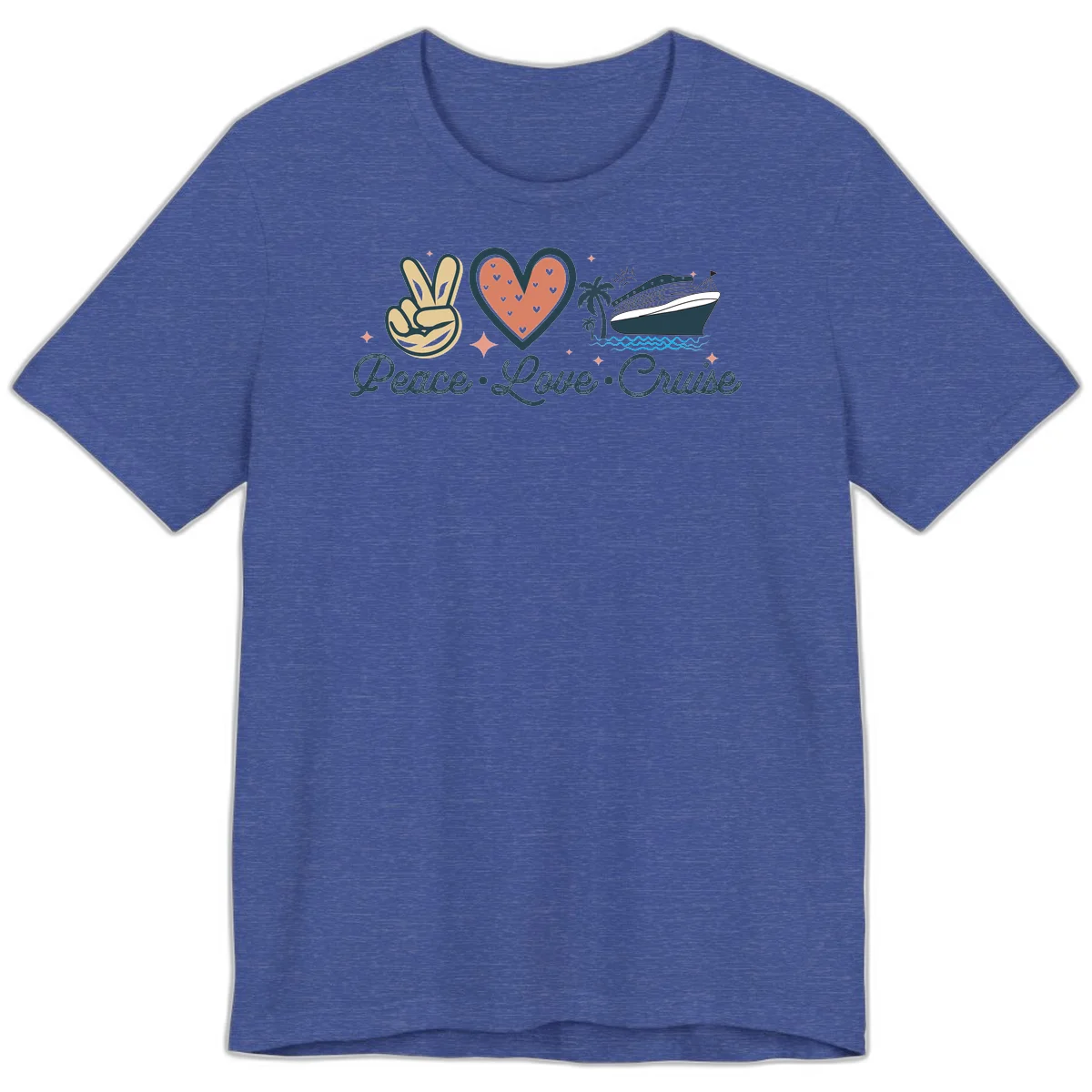 Peace Love Cruise Premium T-Shirt in Heather True Royal
