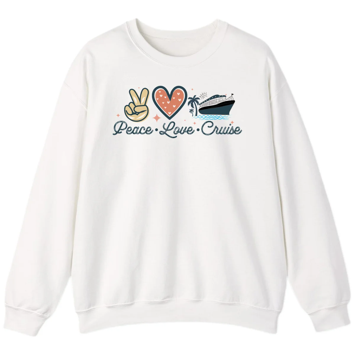 Peace Love Cruise Sweatshirt in White