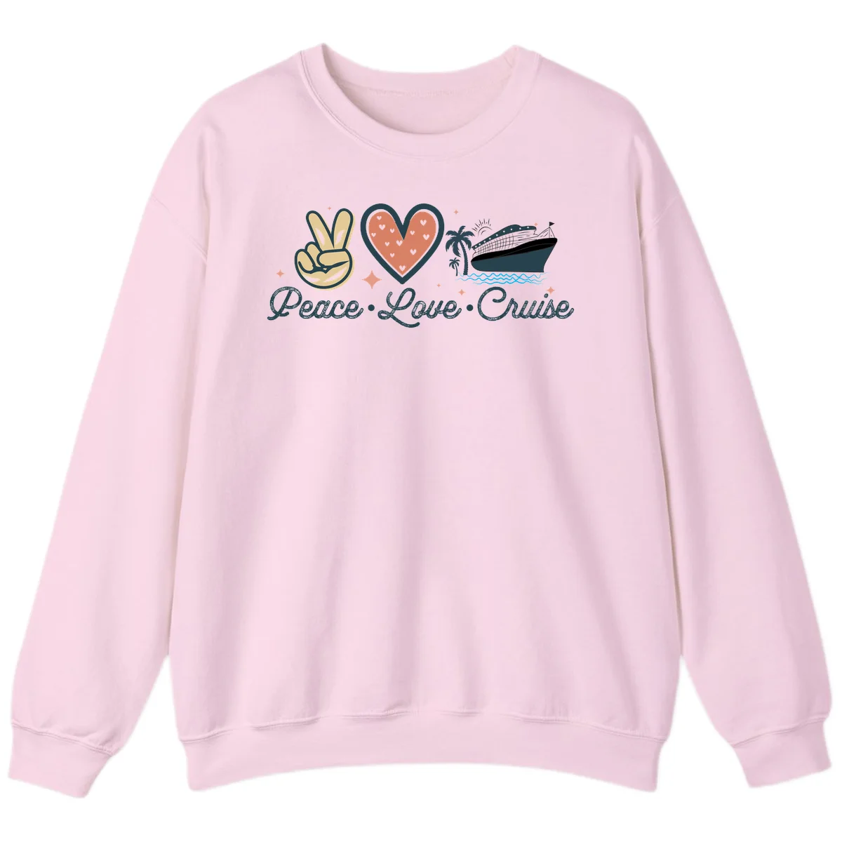 Peace Love Cruise Sweatshirt in Light Pink