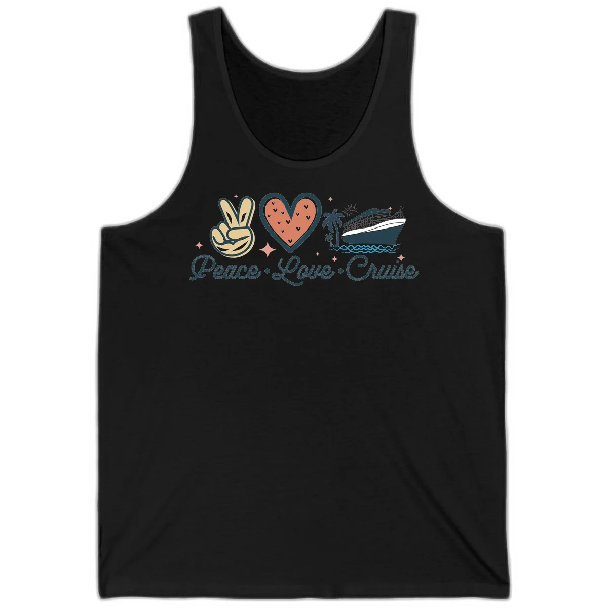 Peace Love Cruise Tank in Black