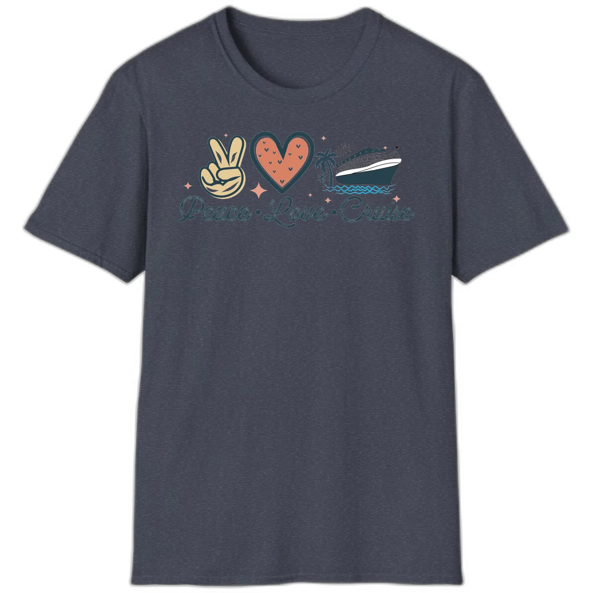 Peace Love Cruise T-Shirt in Heather Navy
