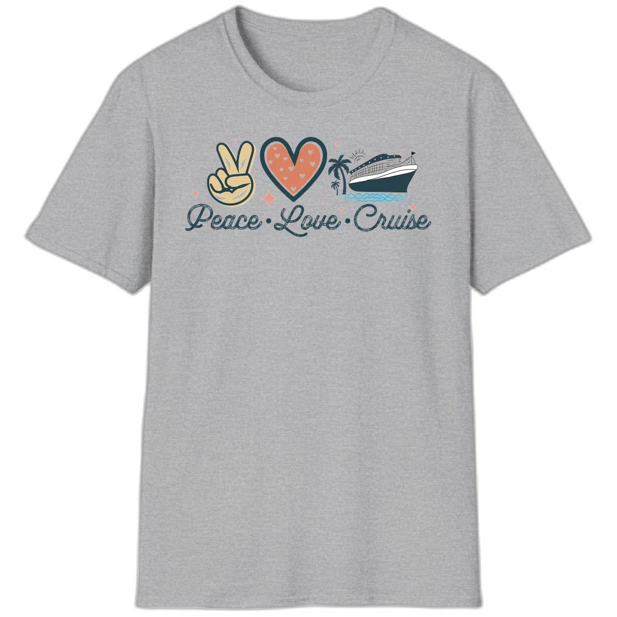 Peace Love Cruise T-Shirt in Sport Grey