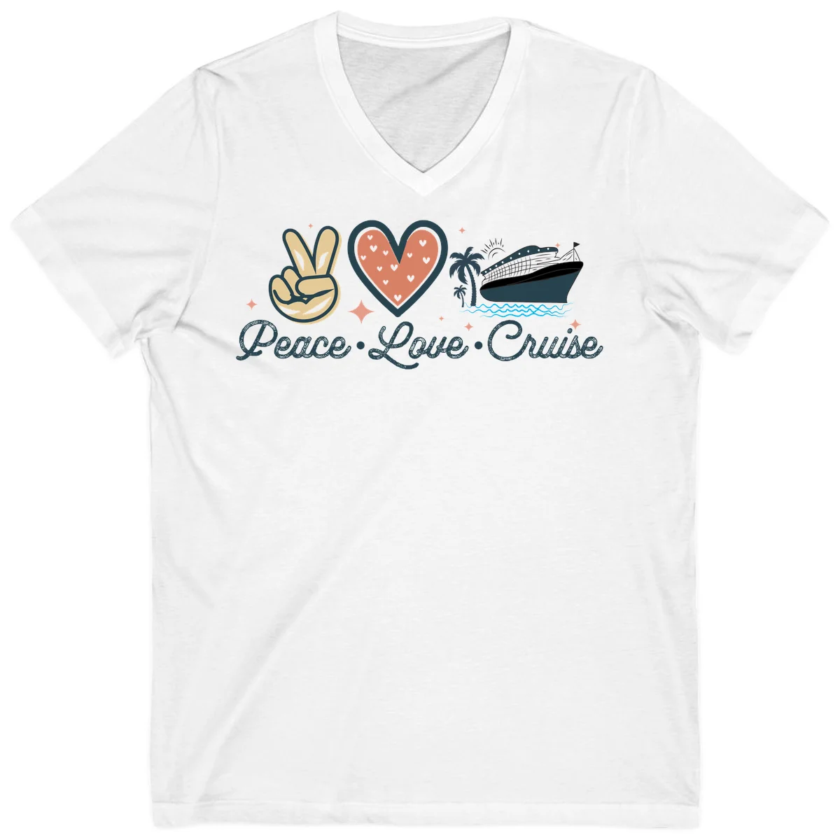 Peace Love Cruise V-Neck in White