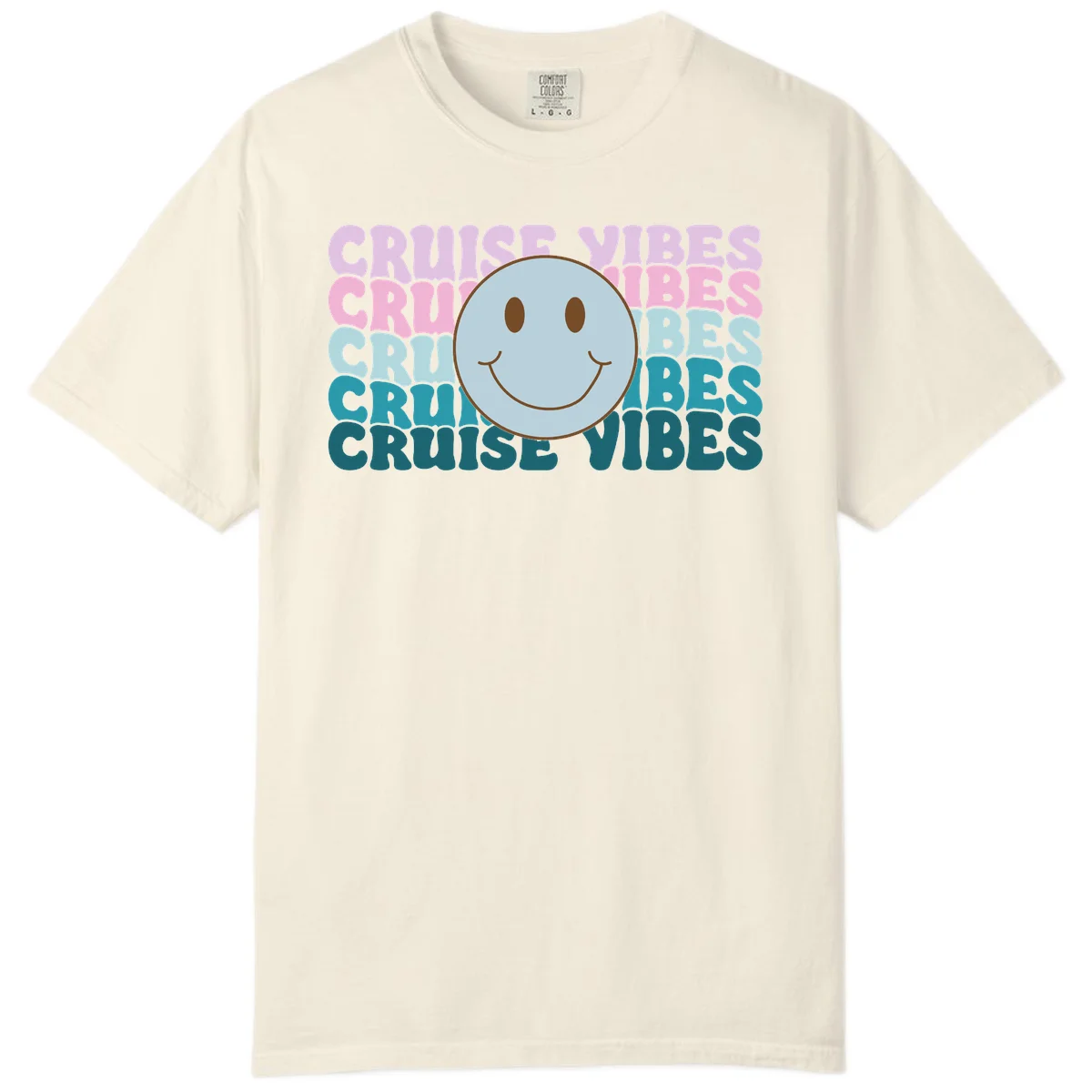 Cruise Vibes Smiley Face Comfort Color Shirt in Ivory