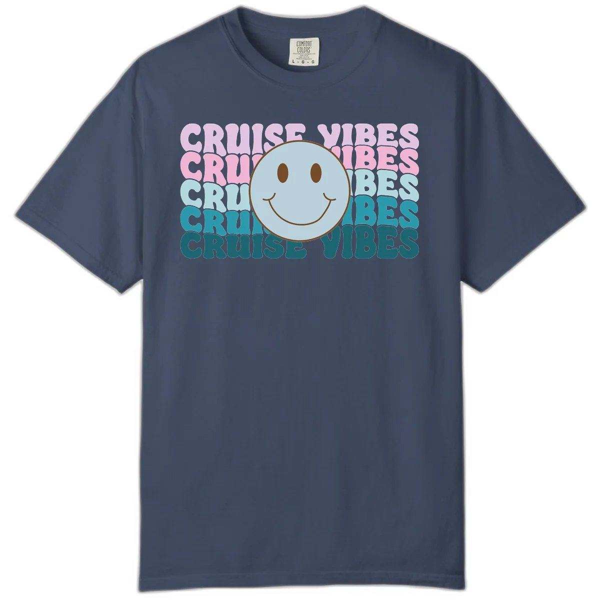 Cruise Vibes Smiley Face Comfort Color Shirt in Midnight