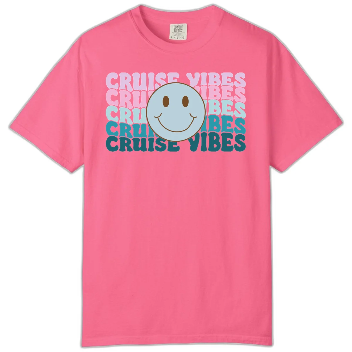 Cruise Vibes Smiley Face Comfort Color Shirt in Crunchberry