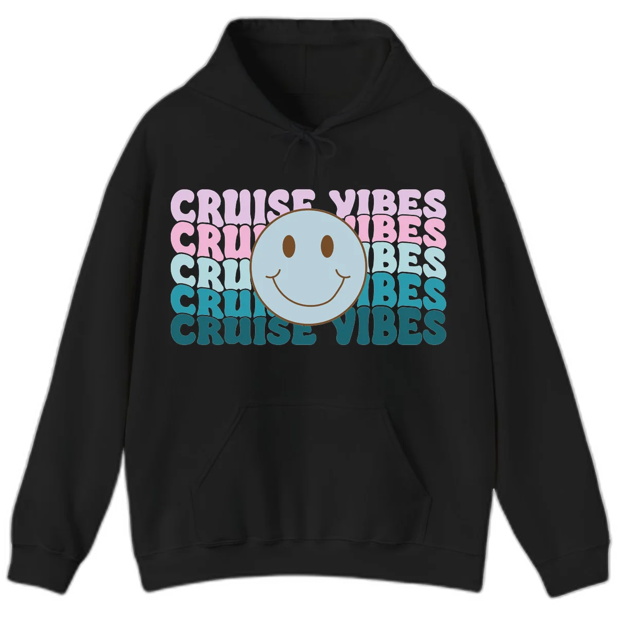 Cruise Vibes Smiley Face Hoodie in Black