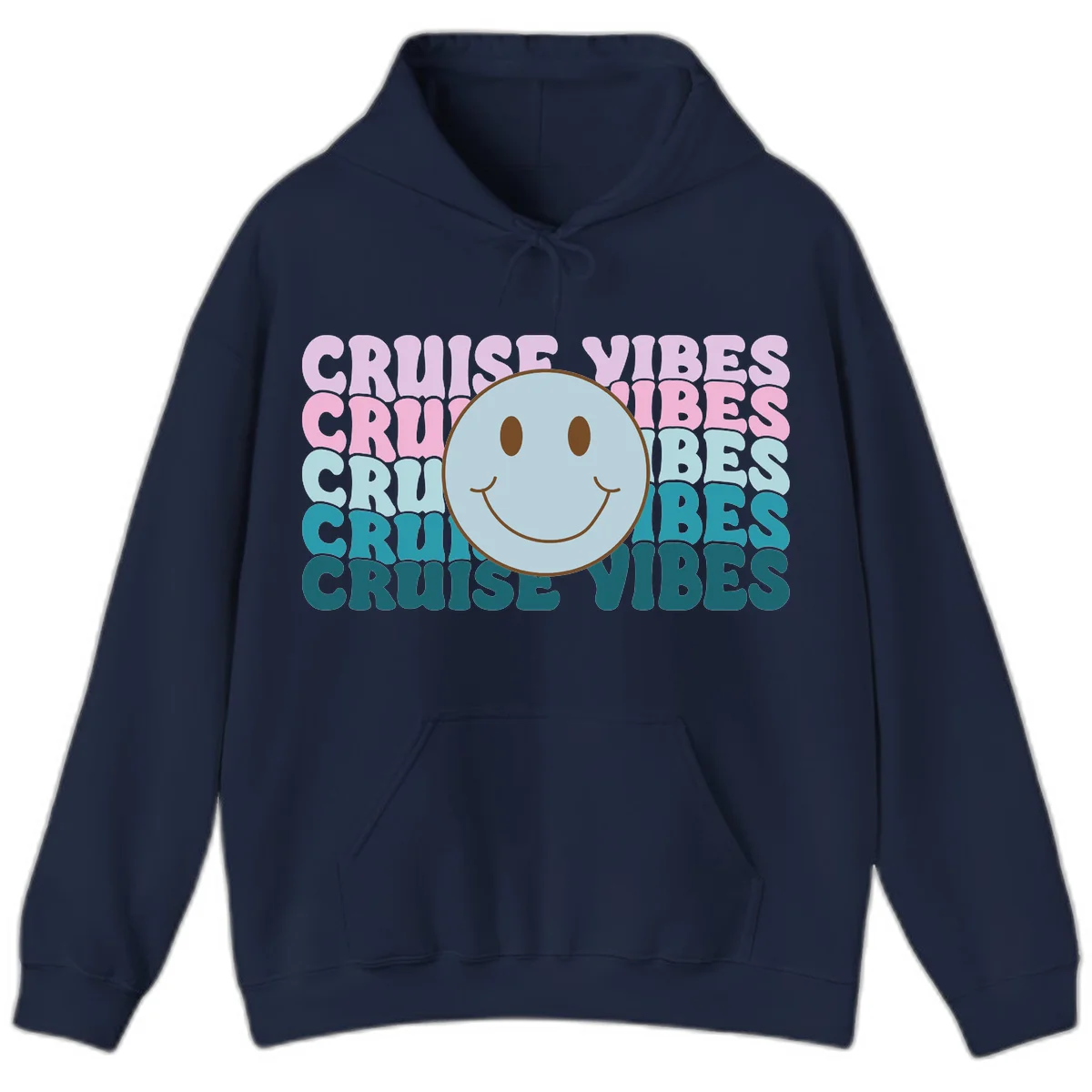 Cruise Vibes Smiley Face Hoodie in Navy