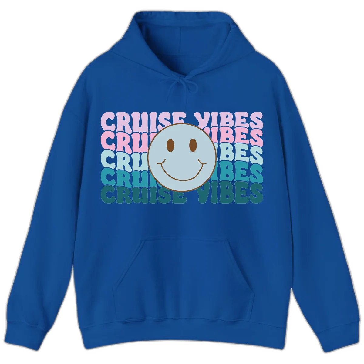 Cruise Vibes Smiley Face Hoodie in Royal