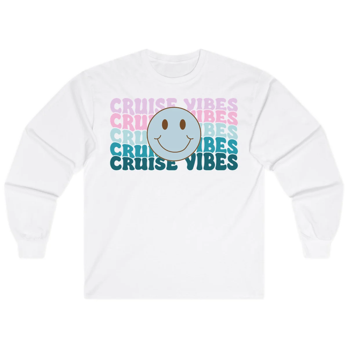 Cruise Vibes Smiley Face Long Sleeve in White