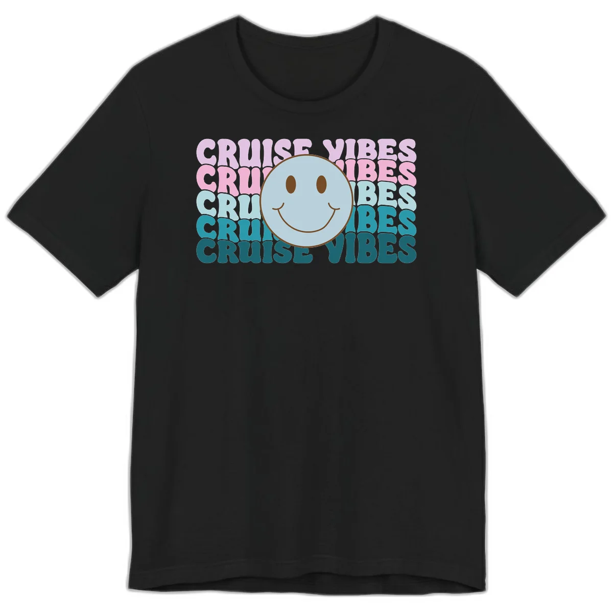 Cruise Vibes Smiley Face Premium T-Shirt in Black