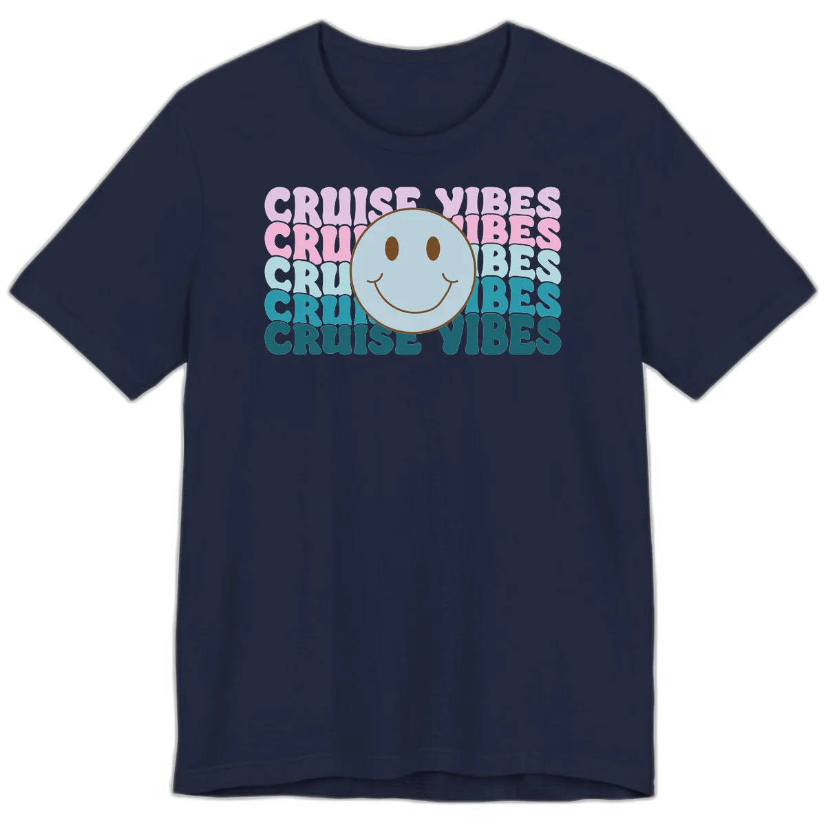 Cruise Vibes Smiley Face Premium T-Shirt in Navy