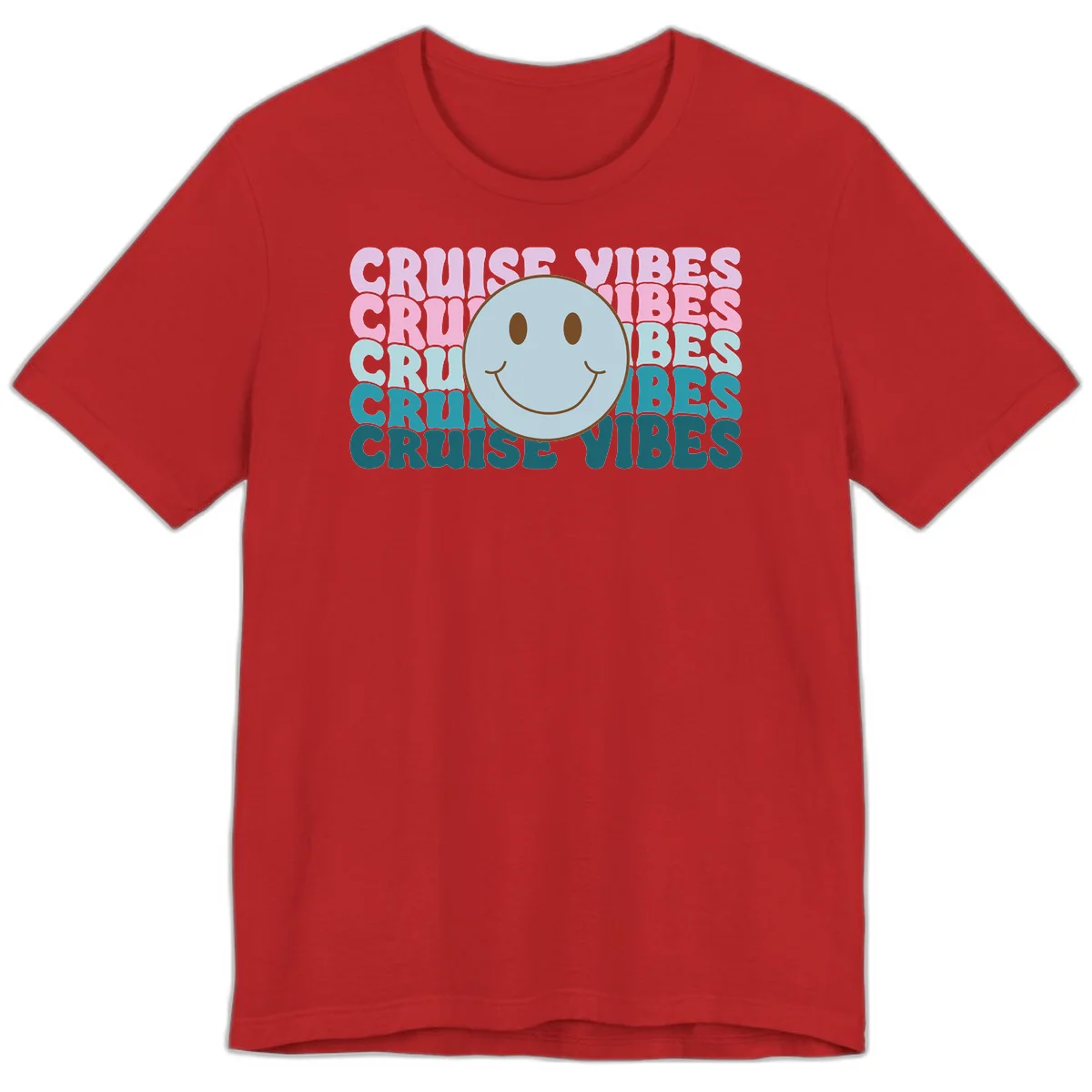 Cruise Vibes Smiley Face Premium T-Shirt in Red