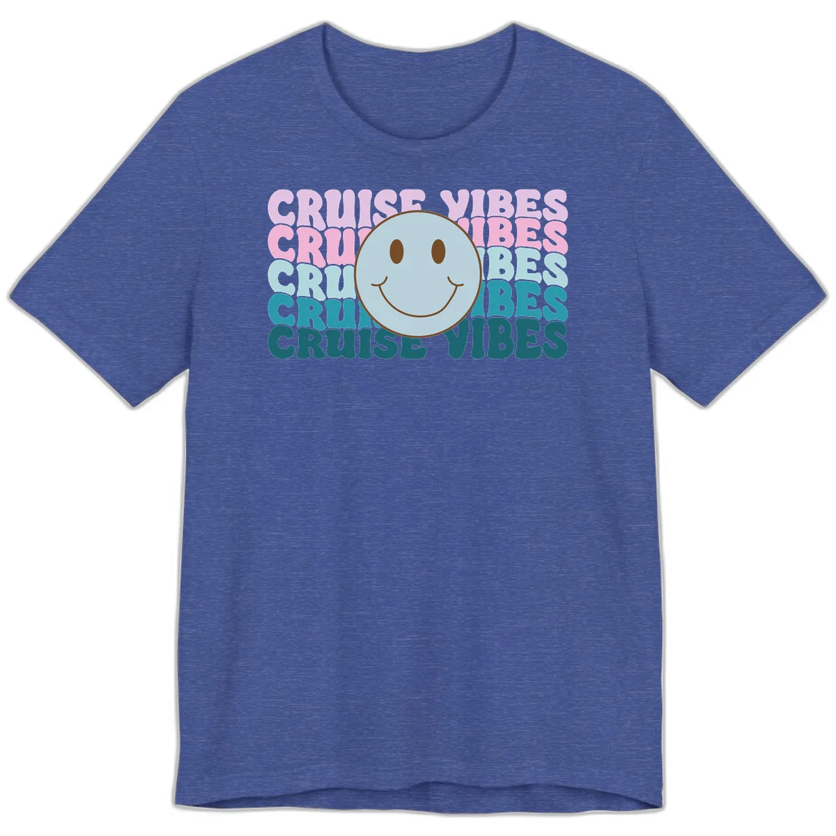Cruise Vibes Smiley Face Premium T-Shirt in Heather True Royal