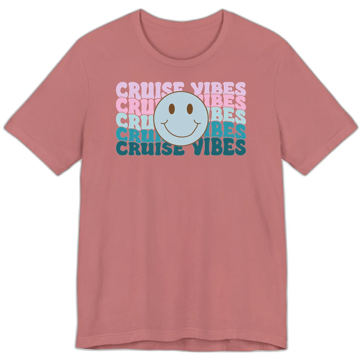 Cruise Vibes Smiley Face Premium T-Shirt in Mauve