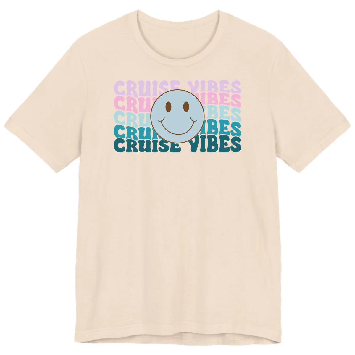Cruise Vibes Smiley Face Premium T-Shirt in Soft Cream