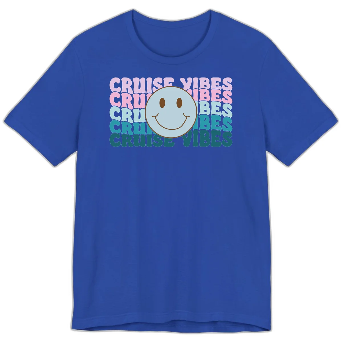 Cruise Vibes Smiley Face Premium T-Shirt in True Royal