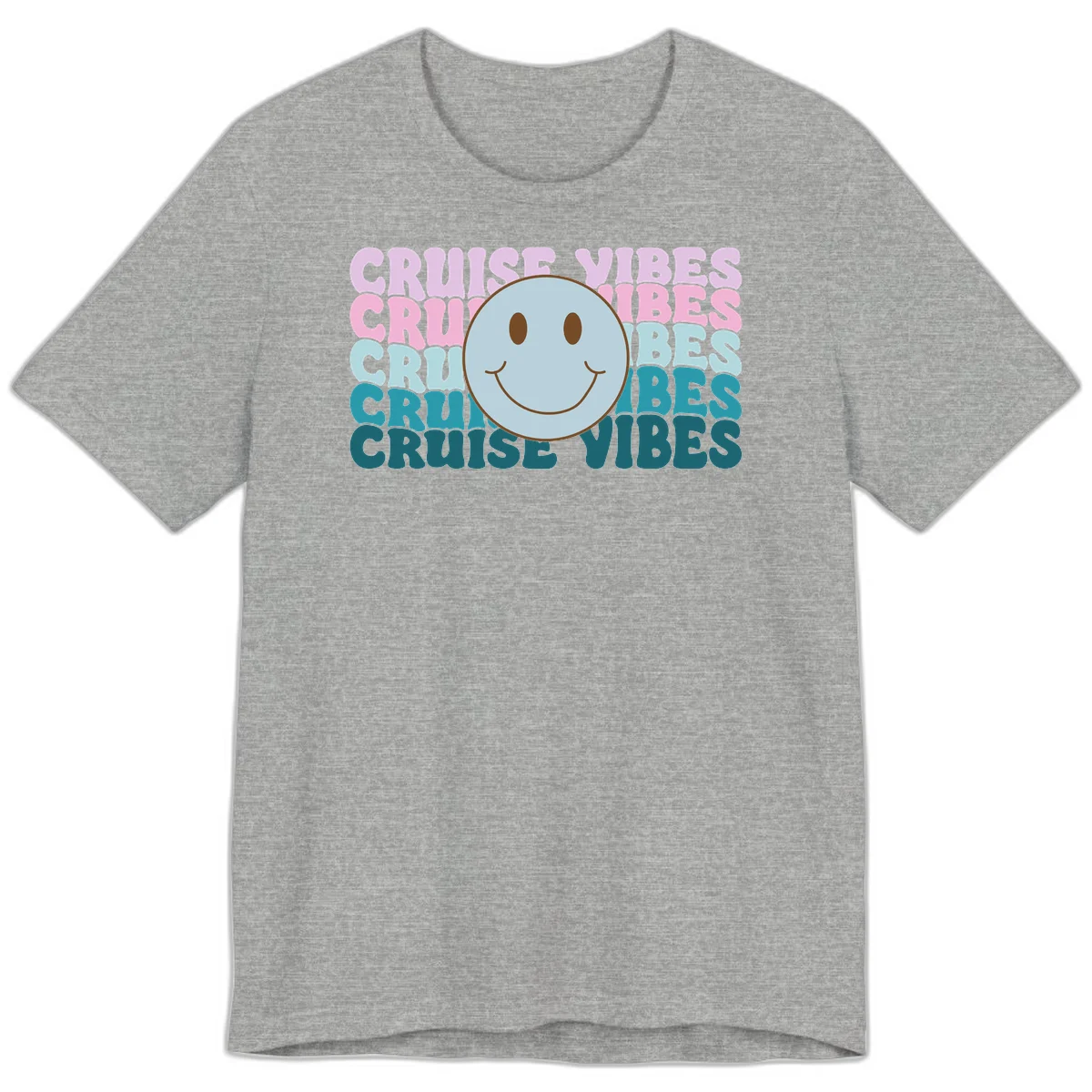 Cruise Vibes Smiley Face Premium T-Shirt in Athletic Heather