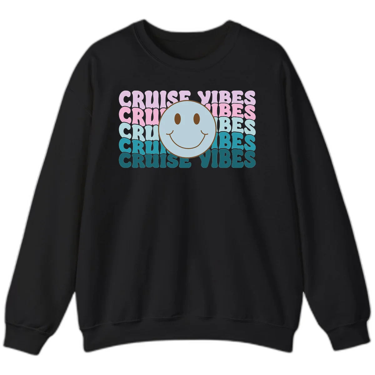 Cruise Vibes Smiley Face Sweatshirt in Black