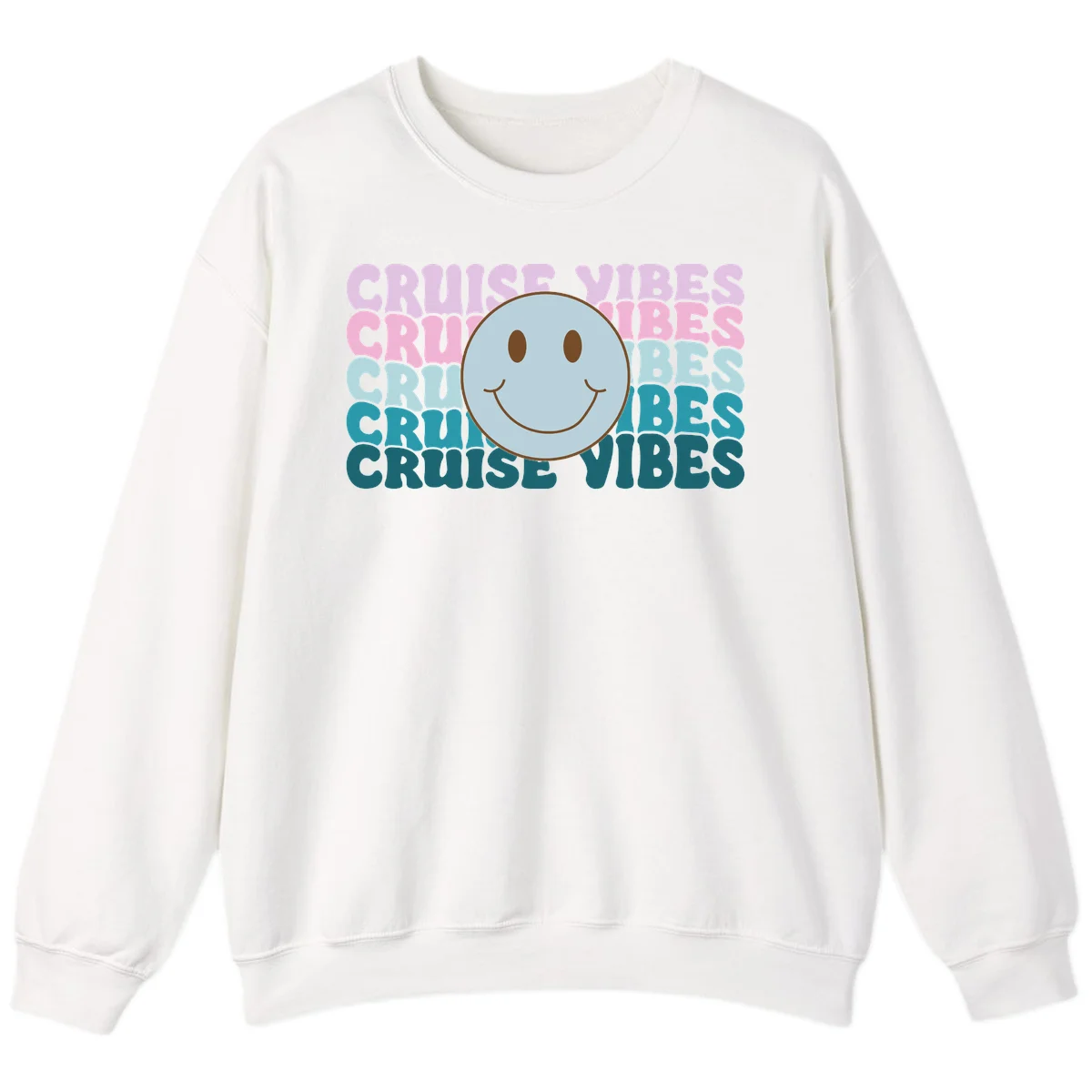 Cruise Vibes Smiley Face Sweatshirt in White