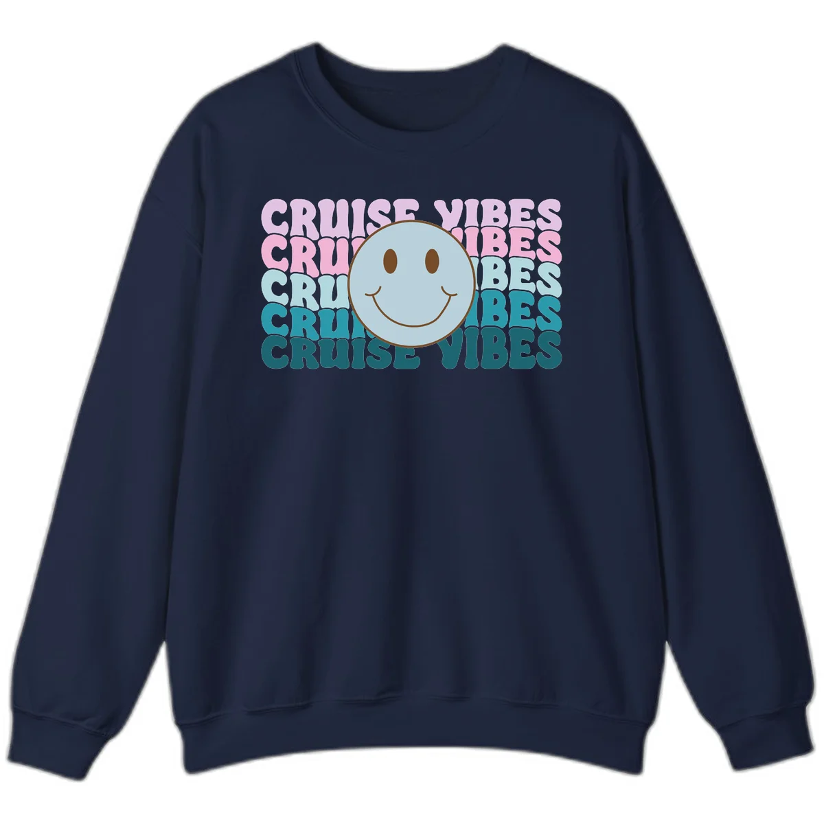Cruise Vibes Smiley Face Sweatshirt in Navy