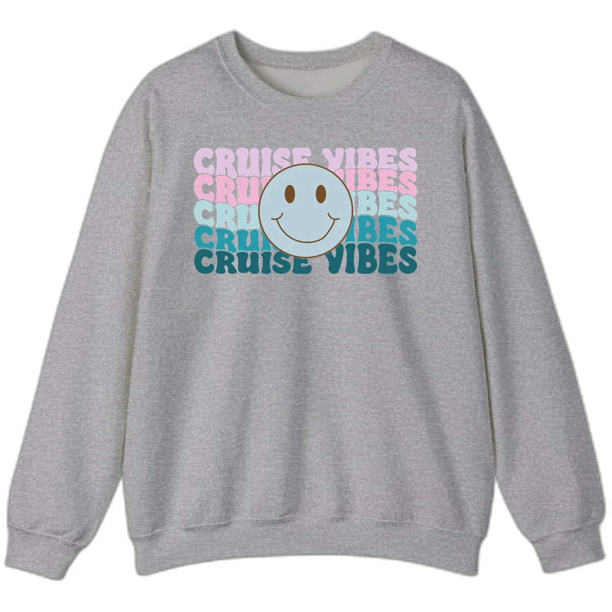 Cruise Vibes Smiley Face Sweatshirt in Sport Grey