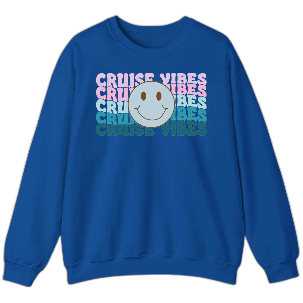 Cruise Vibes Smiley Face Sweatshirt in Royal