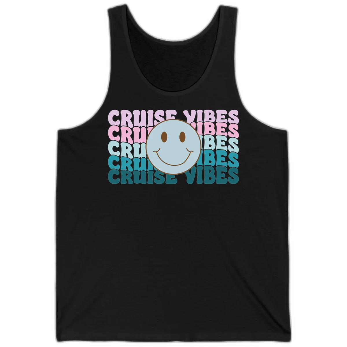 Cruise Vibes Smiley Face Tank in Black