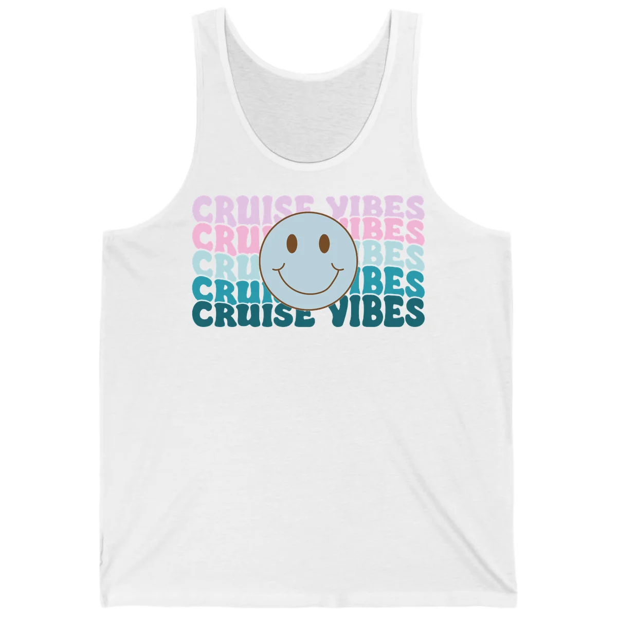 Cruise Vibes Smiley Face Tank in White