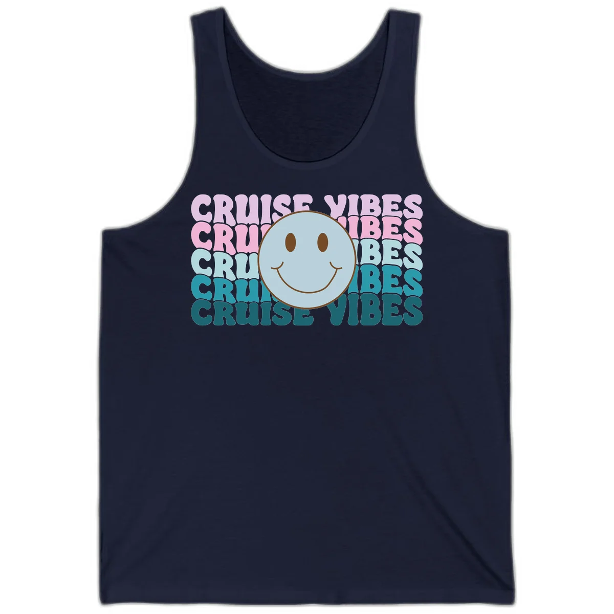 Cruise Vibes Smiley Face Tank in Navy