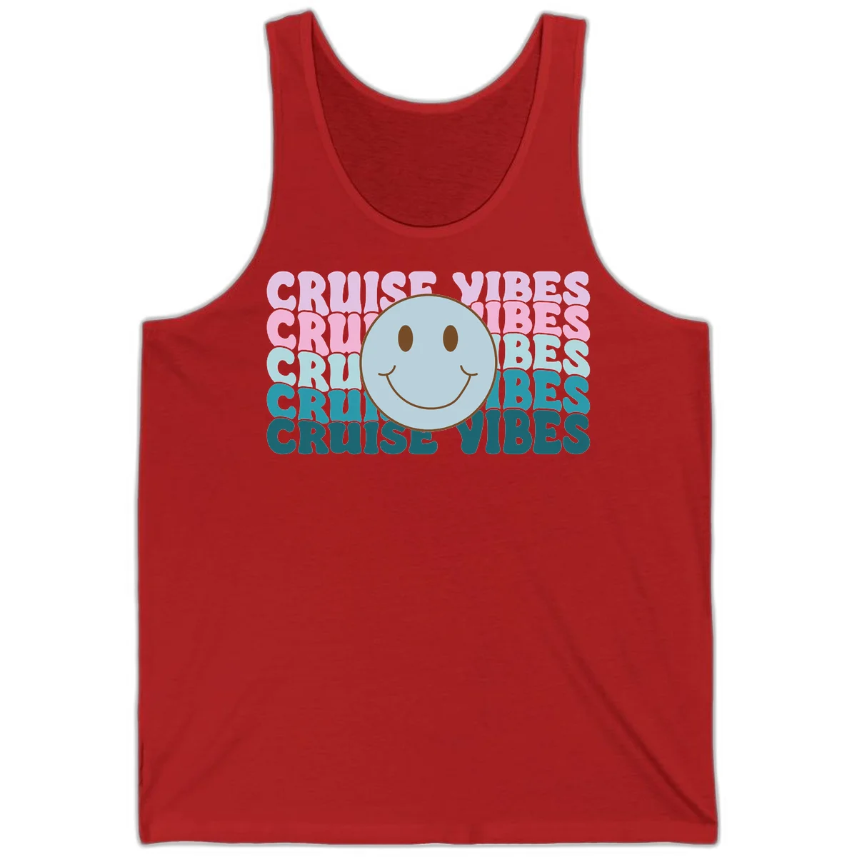 Cruise Vibes Smiley Face Tank in Red