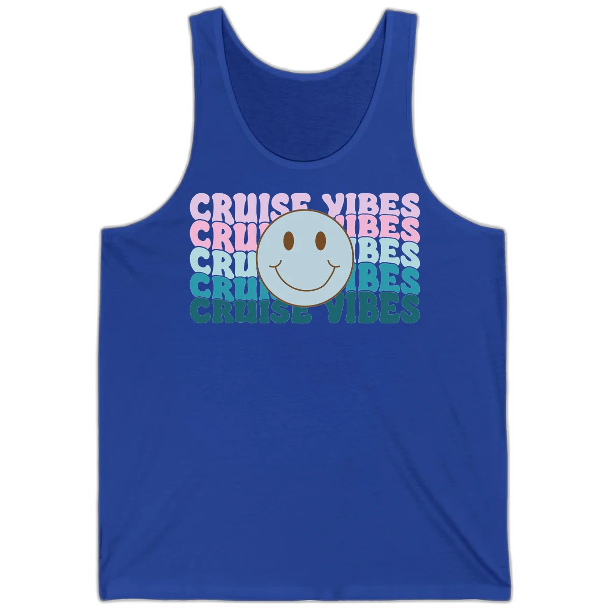 Cruise Vibes Smiley Face Tank in True Royal