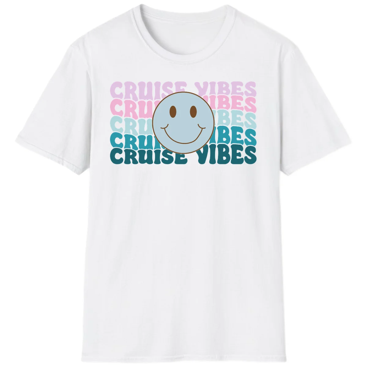 Cruise Vibes Smiley Face T-Shirt in White