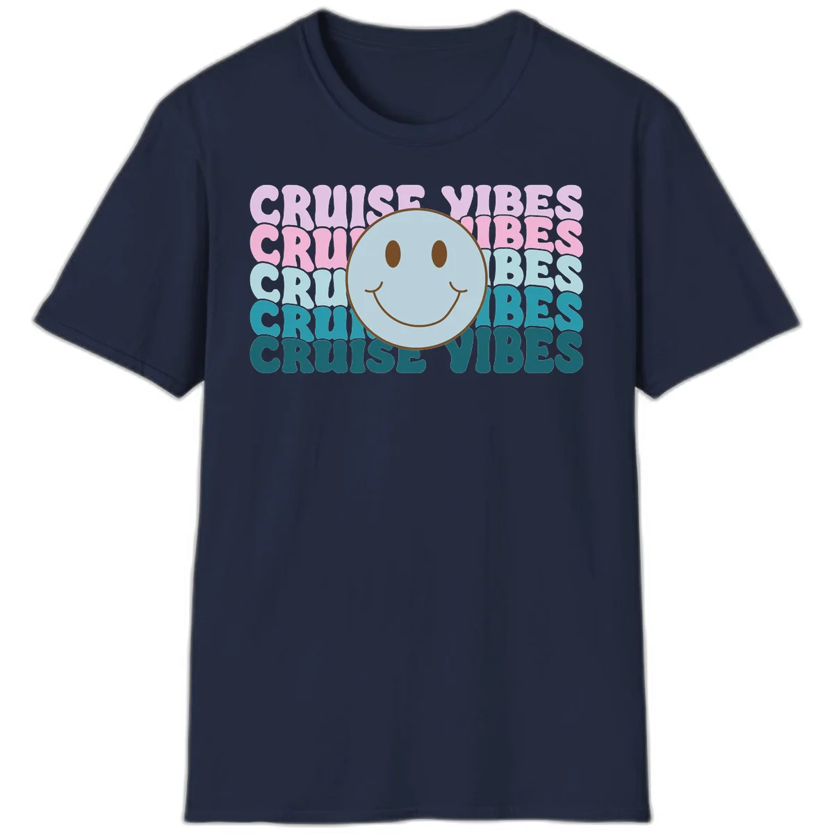 Cruise Vibes Smiley Face T-Shirt in Navy