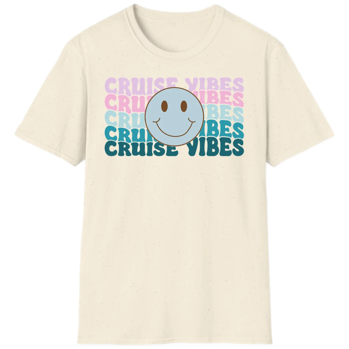 Cruise Vibes Smiley Face T-Shirt in Natural