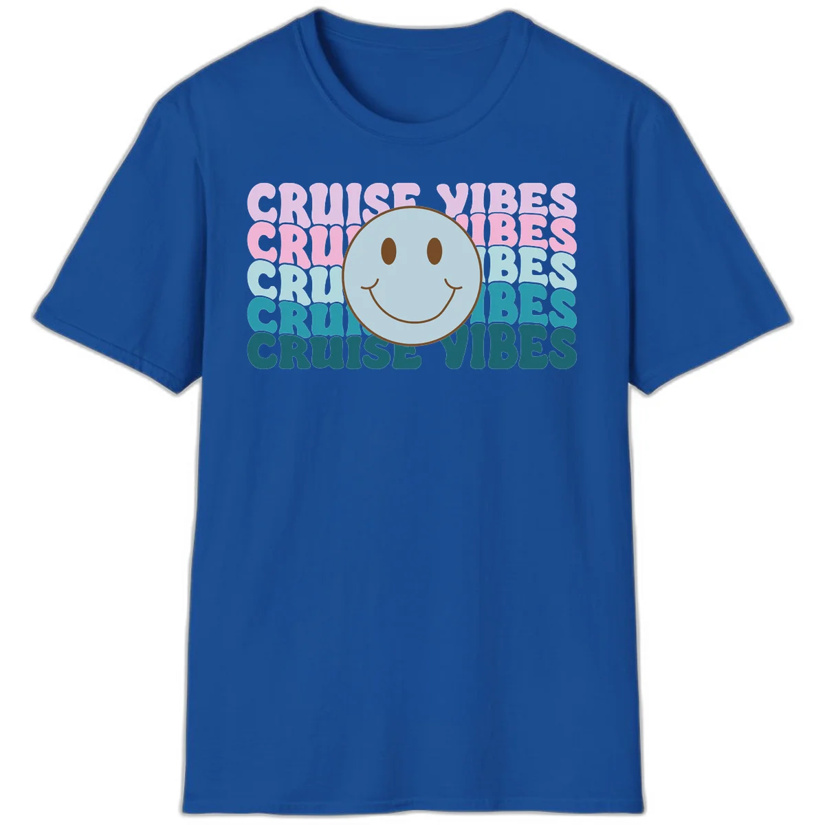 Cruise Vibes Smiley Face T-Shirt in Royal