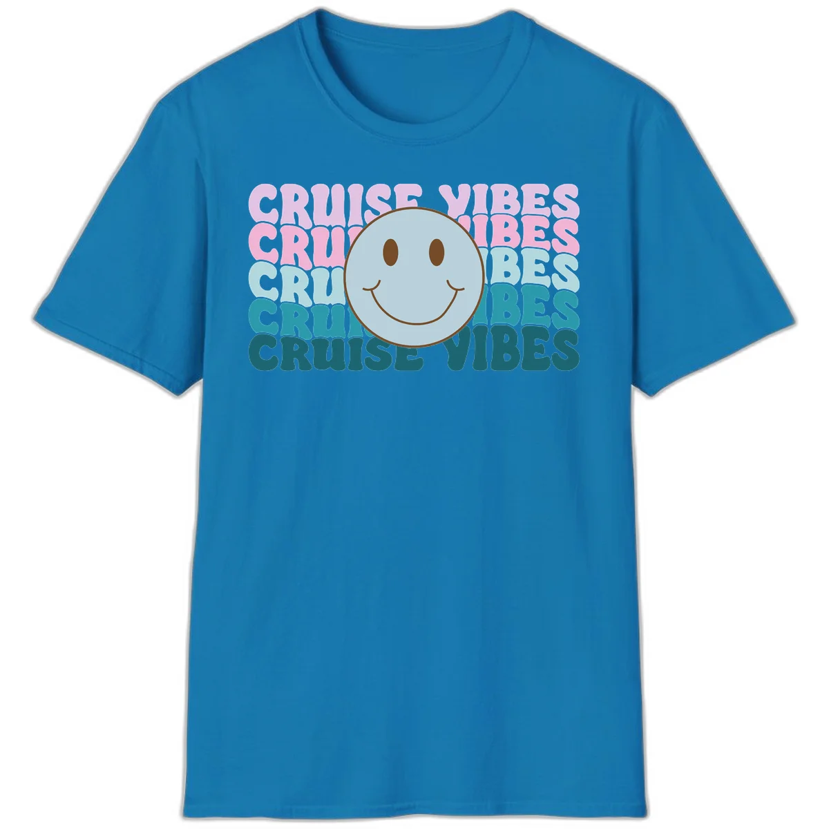 Cruise Vibes Smiley Face T-Shirt in Sapphire