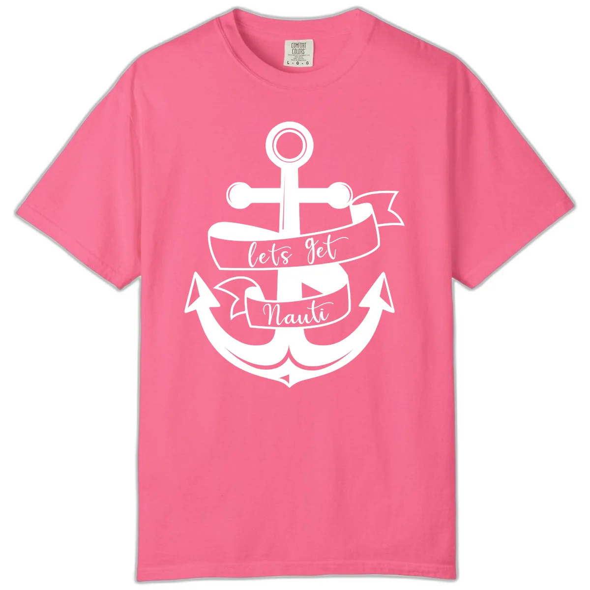 Let's Get Nauti Anchor Comfort Color T-Shirt in Crunchberry