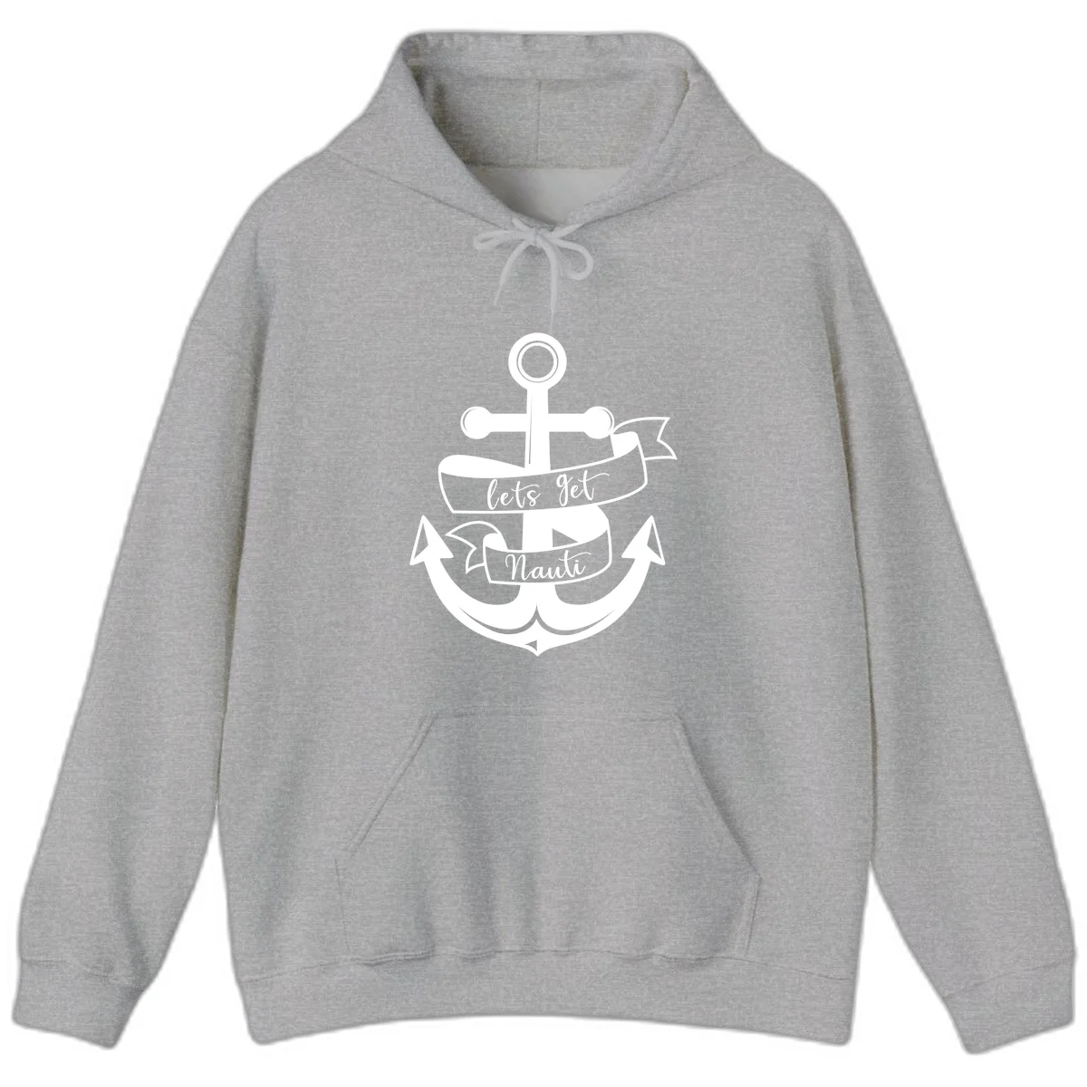 Let's Get Nauti Anchor Hoodie in Sport Grey