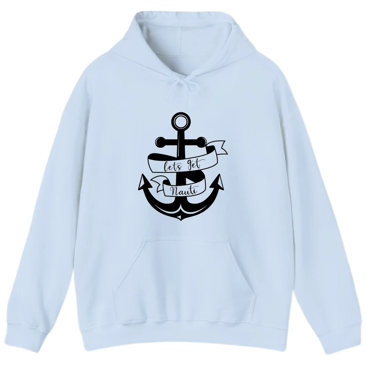 Let's Get Nauti Anchor Hoodie in Light Blue