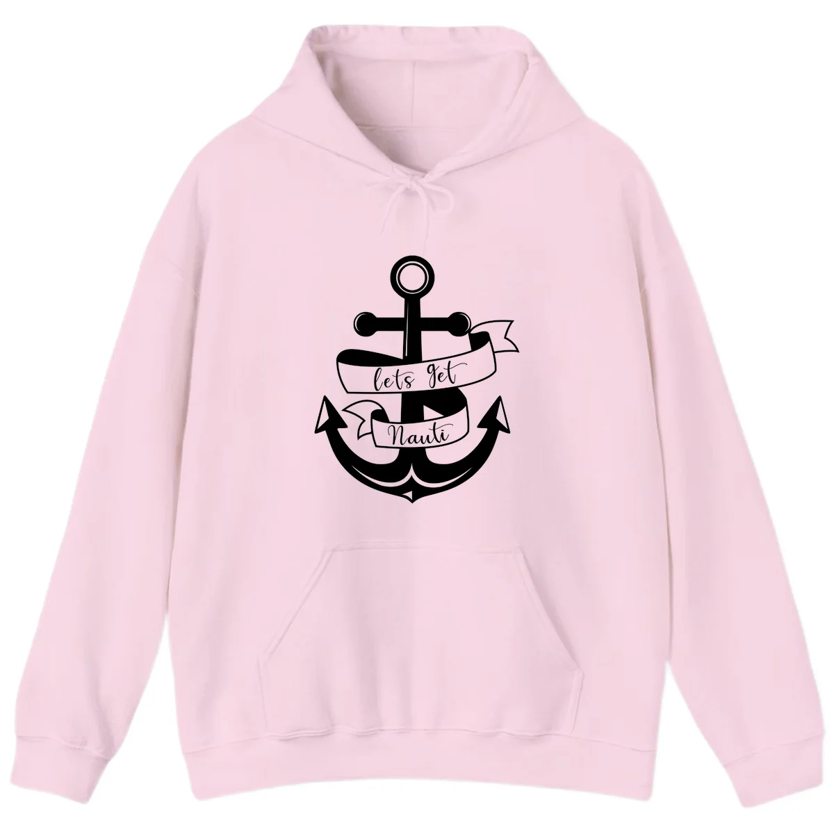 Let's Get Nauti Anchor Hoodie in Light Pink