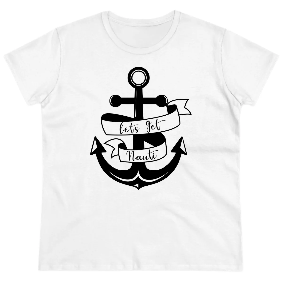 Let's Get Nauti Anchor Ladies Tee in White