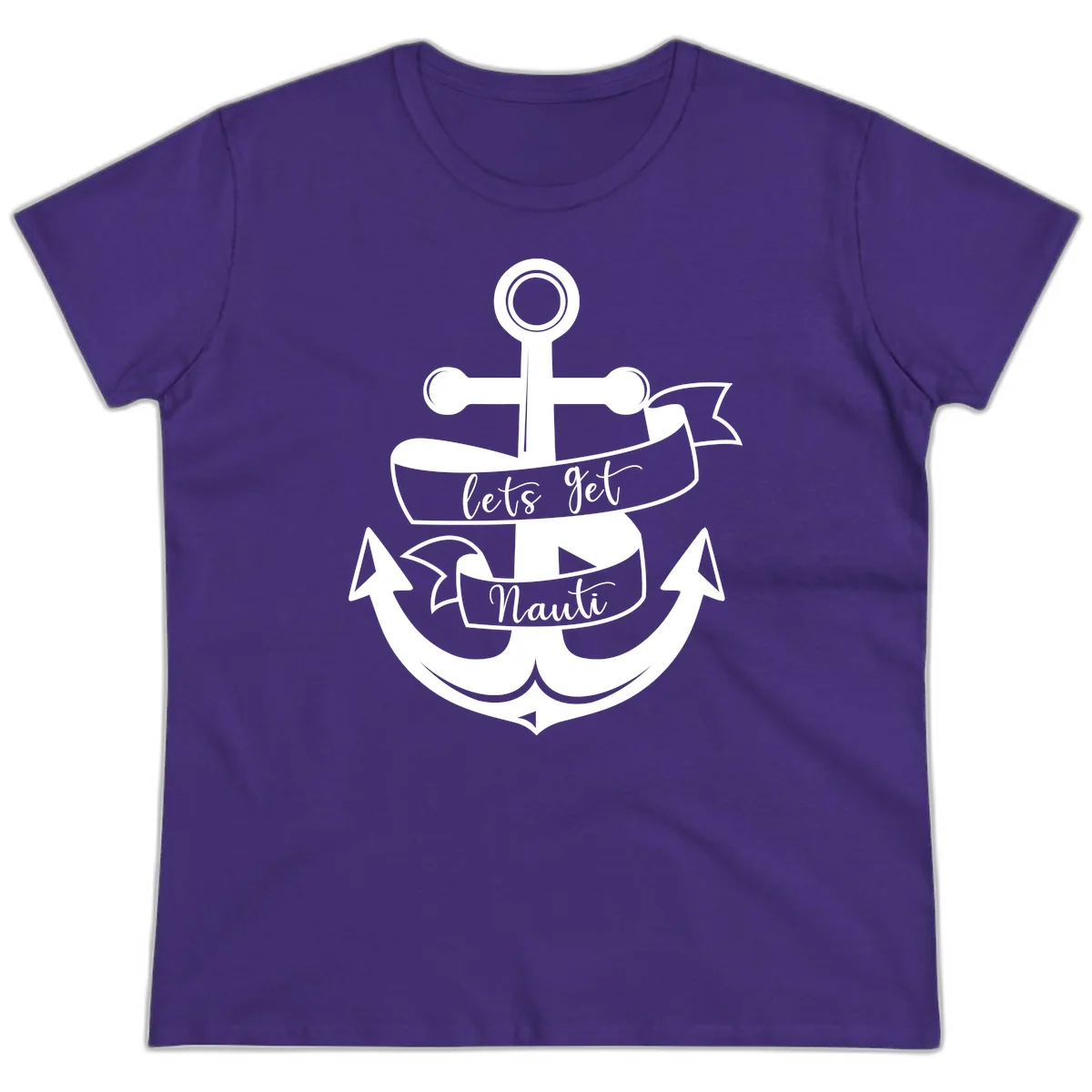 Let's Get Nauti Anchor Ladies Tee in Purple
