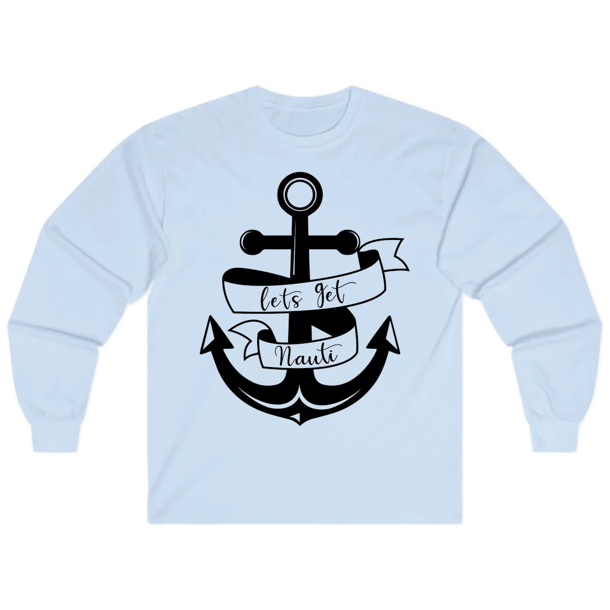 Let's Get Nauti Anchor Long Sleeve in Light Blue