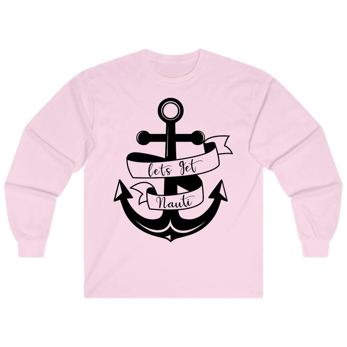 Let's Get Nauti Anchor Long Sleeve in Light Pink
