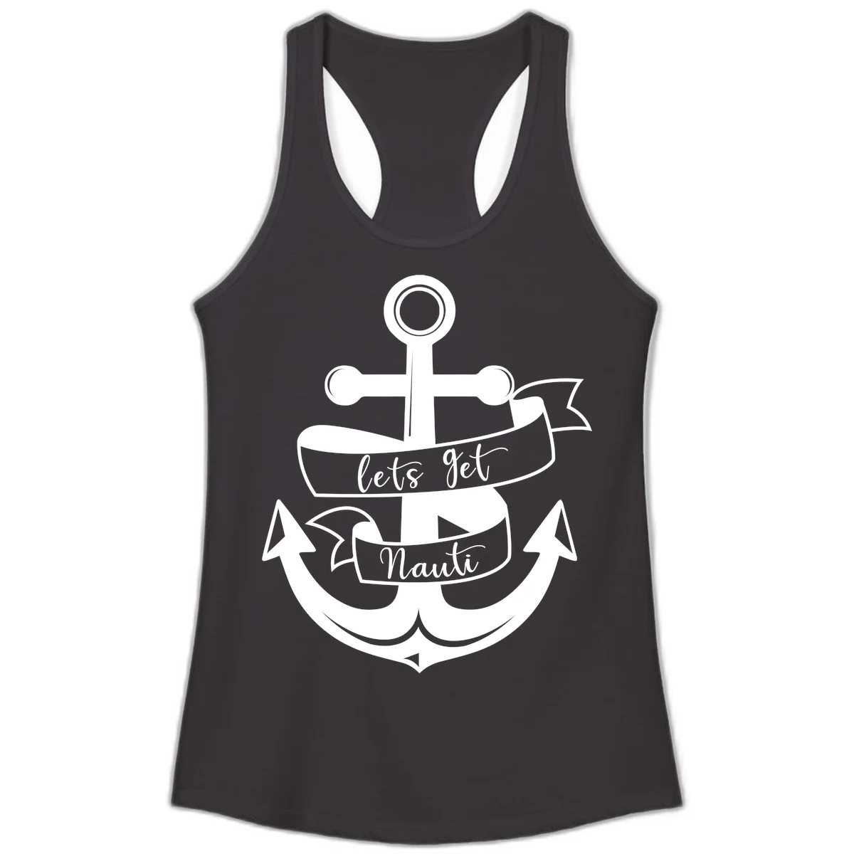 Let's Get Nauti Anchor Ladies Tank in Black
