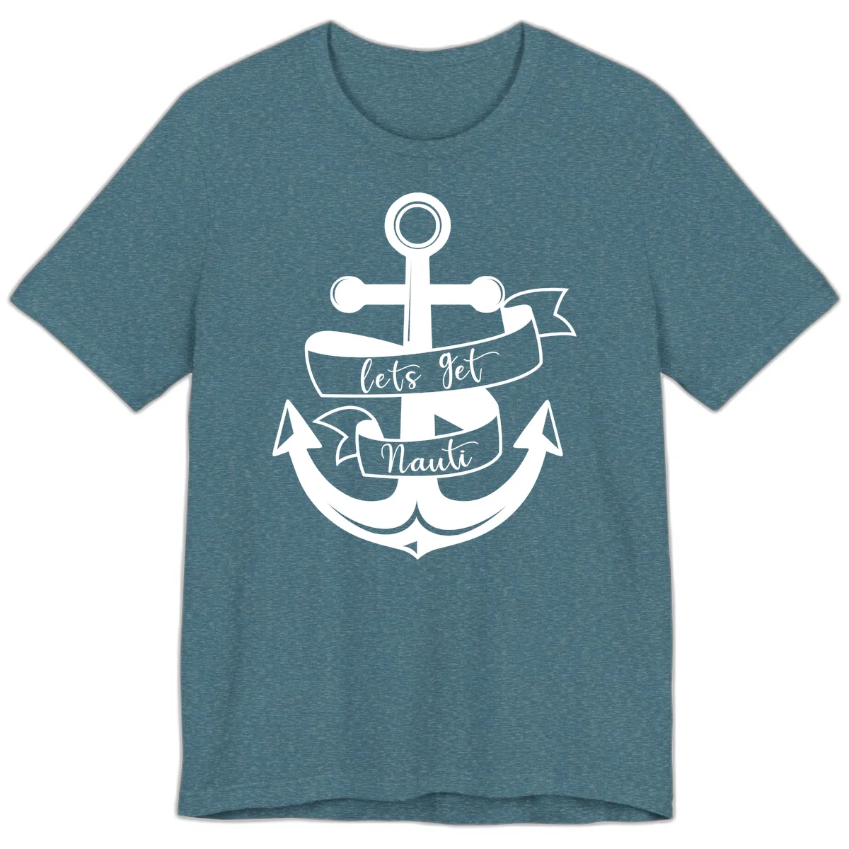 Let's Get Nauti Anchor Premium T-Shirt in Heather Deep Teal